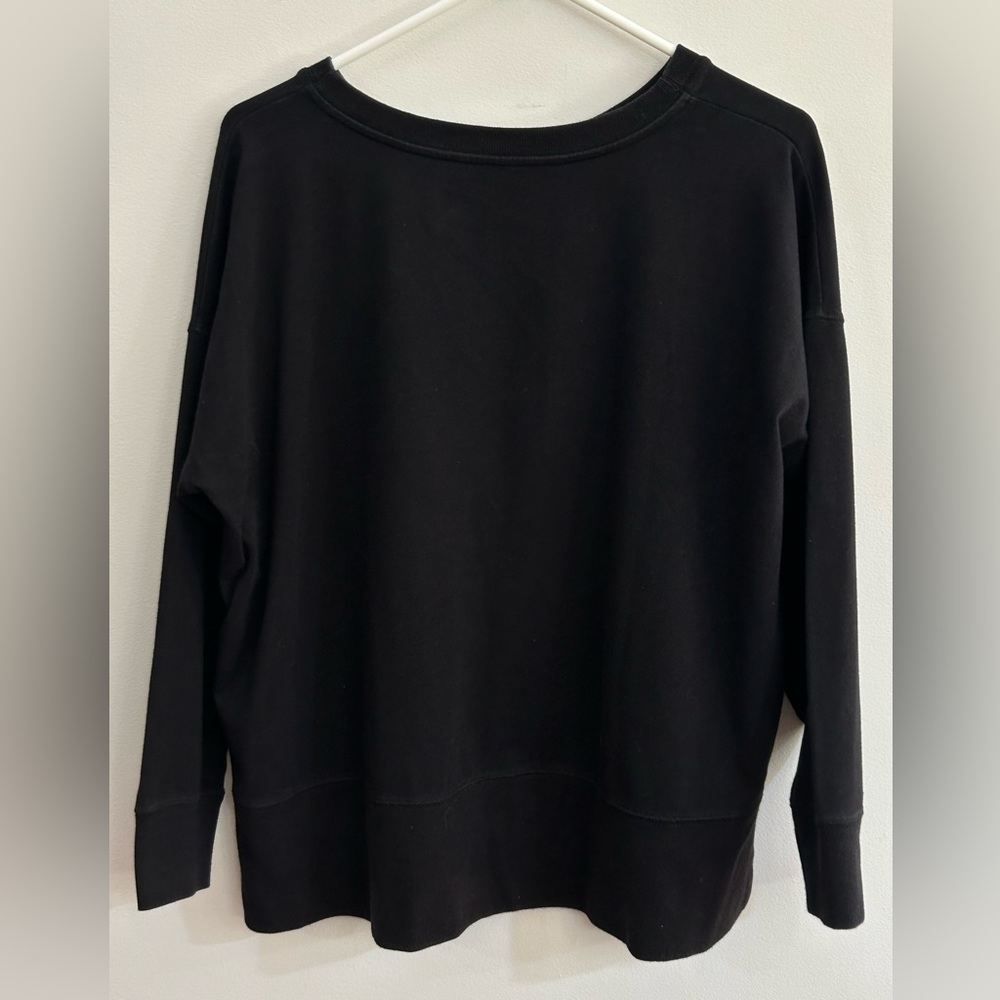 Eileen Fisher Traceable Organic Cotton Jersey Crew Neck Top Large Black Boxy Fit - Picture 8 of 9